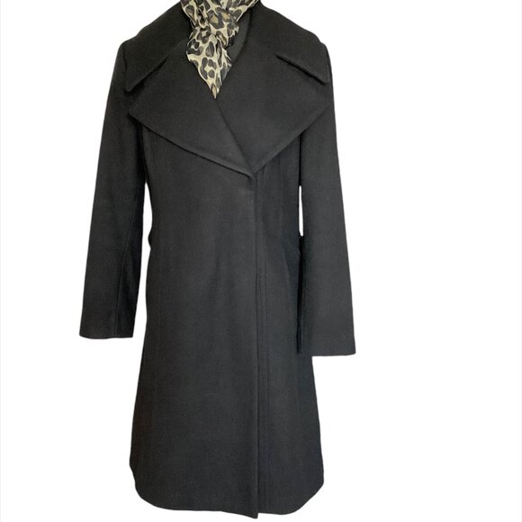 LONDON FOG Women's Wool Blend Midi Coat Sz M, Black, Tie Belt, Fall/Winter - Picture 5 of 9